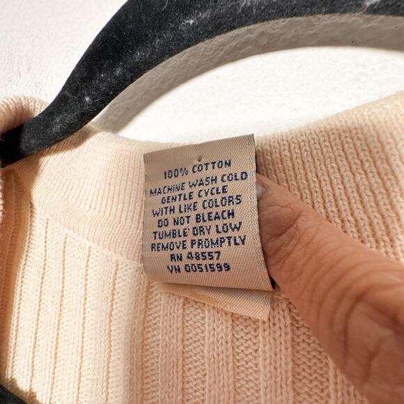 Vintage Ribbed Knit Polo Sweater Vest Beige Cream XL - Picture 5 of 9